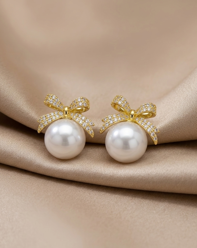 Pearl Bow Earrings
