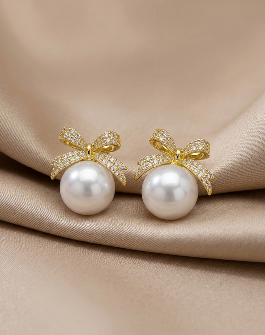 Pearl Bow Earrings