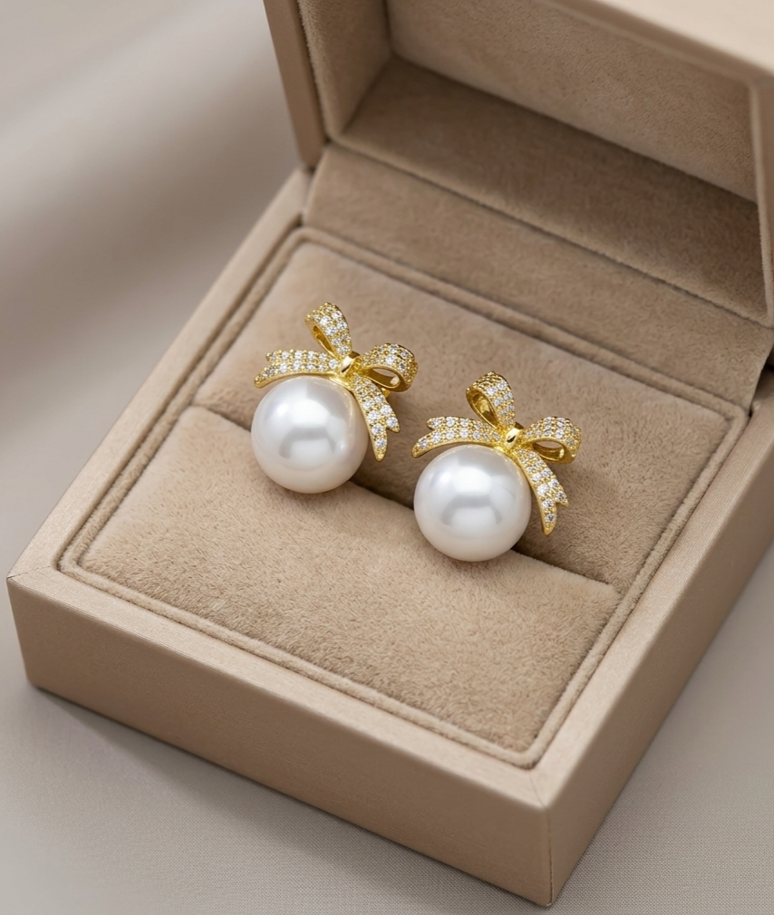 Pearl Bow Earrings