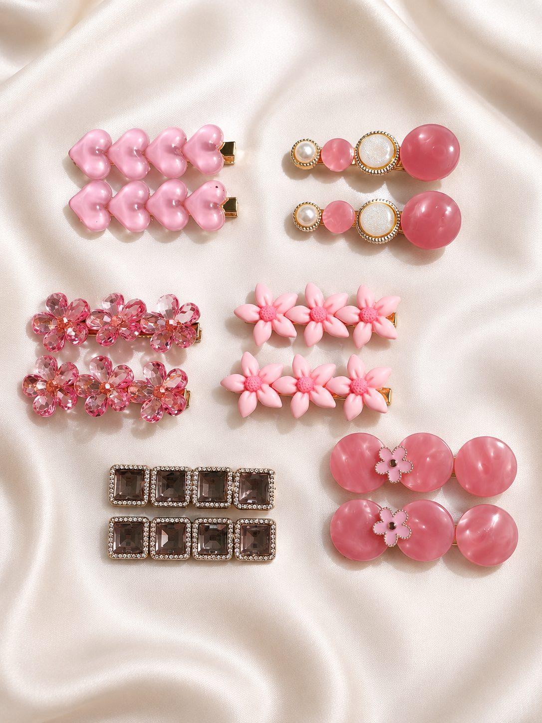 Pink Aesthetic Korean clips Set for Women